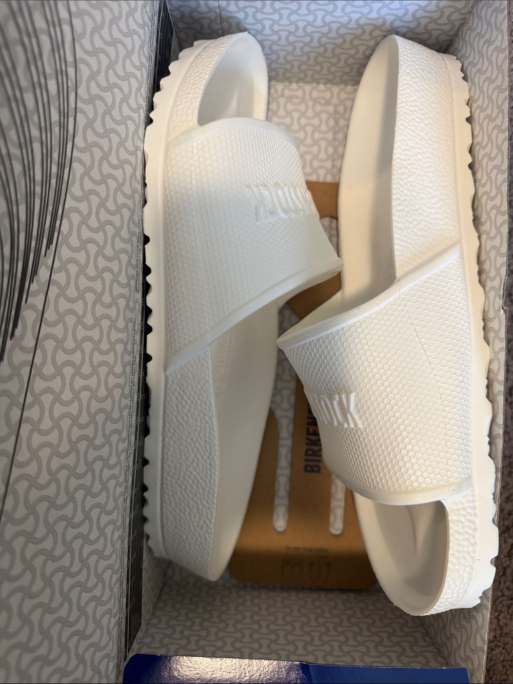 Birkenstock White Logo Strap Slide Sandals - Picture 3 of 4